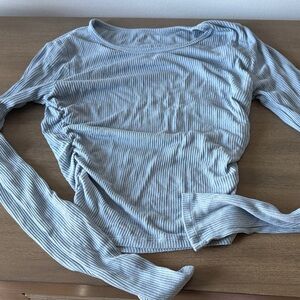 ALO Yoga Light Blue Striped Long Sleeve Top